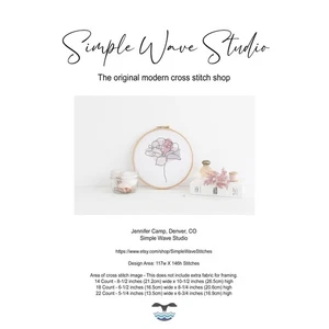 Rosa Margarita Flor Boho Abstracto Acuarela Contado Punto de Cruz Patrón Gráfico - Imagen 1 de 7