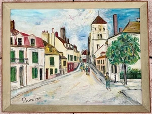 Mid Century Volkskunst Gemälde, signiert 60er Jahre Original gerahmte Kunst Wanddeko - Bild 1 von 10