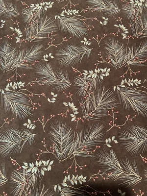 Town Square Holly Taylor Moda Holiday Leaves Fabric BTY Quilting Sewing Brown