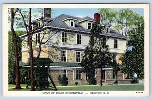 1930-50 THORNWELL ORFANATO CLINTON SC HOGAR DE PAZ para NIÑAS POSTAL - Imagen 1 de 2