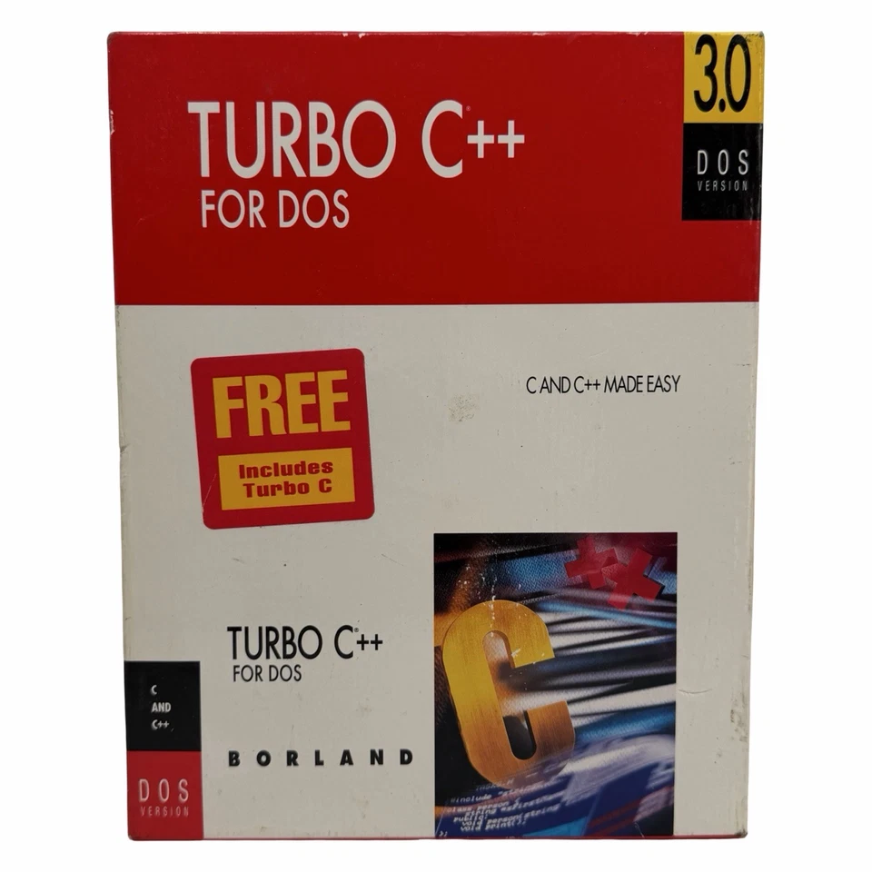 Borland Turbo C++ DOS 3.0 w/ 3.5” & 5.25" Software Disks Manual & Inserts - Image 1 of 4