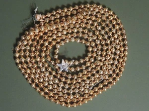 Guirnalda de árbol de Navidad vintage de cuentas de vidrio mercurio dorado 8,5 pies Japón 102" - Imagen 1 de 3