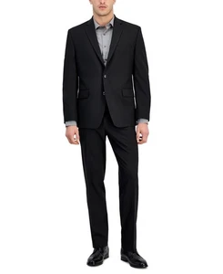 Perry Ellis Portfolio Mens Modern fit 2 Piece Suit 36 R / 29 Waist Black Stretch - Picture 1 of 5