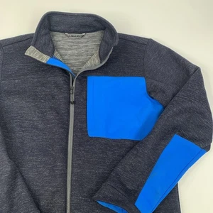 OBERMEYER Mens Charcoal and Blue Fleece Lined Knit Jacket XL? Color Block - Picture 1 of 8