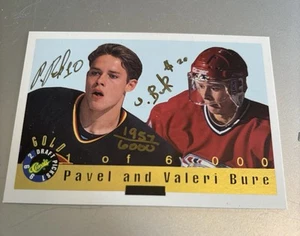Selecciones clásicas del draft 1992 - Autógrafos dorados con impresión limitada Pavel Bure, Valeri Bure - Imagen 1 de 2