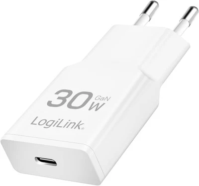 LOGILINK USB-C Netzteil Lagegerät 30W GaN PD Schnelllader Schnellladegerät Handy Tablet
