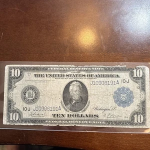 SC 1914 $10 Kansas City Federal Reserve Note Blue Seal (Odometer Note) #330  - Picture 1 of 6