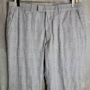 Burberry London Trousers Mens 34 R Gray Check Plaid 100% Cotton Pants  - Picture 1 of 15