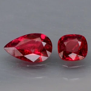 Cojín y forma de pera 5,5x5 a 8,5x5,5 mm. Espinela roja natural Myanmar 2 piezas/1,51 quilates - Imagen 1 de 6