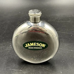 Jameson Irish Round Pocket Flask Whiskey Hip Coat Stainless Steel VGUC - LEER - Bild 1 von 5