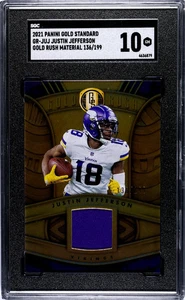 Justin Jefferson 2021 Gold Standard Gold Rush Material, Jersey SGC 10 - Picture 1 of 2