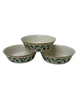 Lenox Dimensions Holiday Holly & Berry 6-1/4" Suppe Müsli Beeren Schüsseln 3er Set - Bild 1 von 6