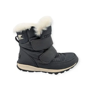 Sorel Black Nylon Winter Snow Boots Youth Kids Size 12 Cozy Fur Top - Picture 1 of 7