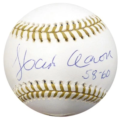 Hank Aaron Signed Official Gold Glove Baseball Braves "58-60" PSA/DNA - Image 1 of 4