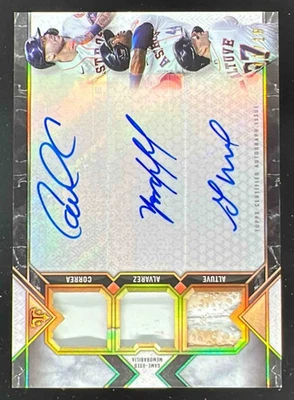 2021 Topps Triple Thread Relic Yordan Alvarez Jose Altuve Carlos Correa Auto /18 - Image 1 of 2