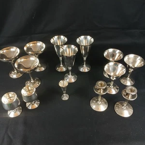 14 pc Lot J Perez Ruiz E.P.B Silver-Plate Glasses/Candlesticks Hollowware - Picture 1 of 17