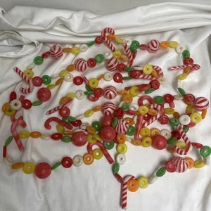 Vintage 18 ft Plastic Blow Mold Sugared Candy Christmas Tree Garland Lifesavers - Picture 1 of 8