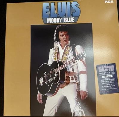 elvis ftd moody blue double lp on gold sparkle vinyl. - Image 1 of 4