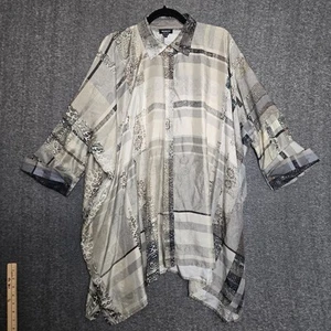 Worth New York Womens Size M / L Animal Print 100% Silk Button Down Lagenlook - Picture 1 of 10