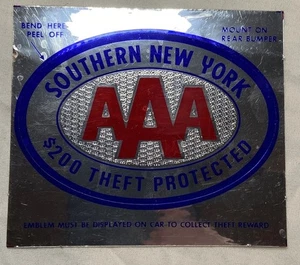 Vintage AAA Window Decal Automobile Club Of Southern New York Sticker Emblem - Picture 1 of 6