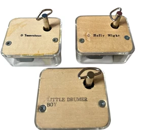 3 Robin's Clear Sankyo Wind-Up Music Box Tanenbaum Holy Night Christmas Drummer - Picture 1 of 2