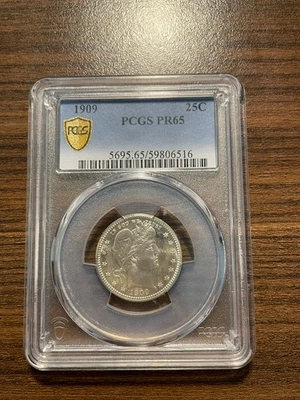 1909-P Barber Silver Quarter Dollar 25C PCGS PROOF PR 65 RARE ONLY 650 MINTAGE - Image 1 of 4