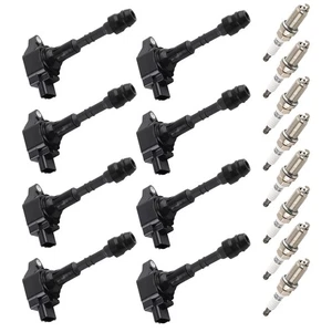 8x Ignition Coils + 8x Spark Plugs For Nissan Armada Pathfinder Infiniti QX56 - Picture 1 of 17