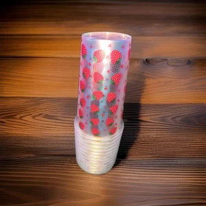 12er Set Erdbeere Wiederverwendbare Plastikbecher 16 Unzen Klar PP Becher Party... - Bild 1 von 2