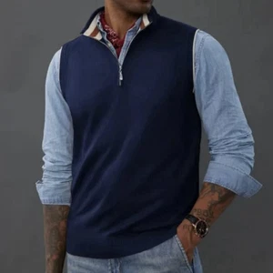 NWT PJ Paul Jones Stand Collar Half Zip Sweater Vest Sz L - Picture 1 of 6