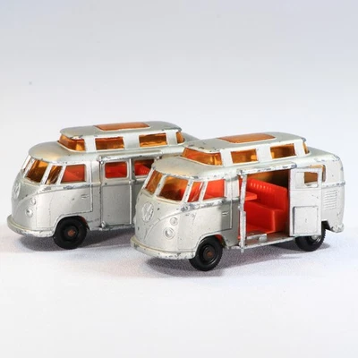 Lote De 2 Vintage Matchbox Lesney Nº 34 Volkswagen Camper VW Camper Plateado Foto 1 de 4