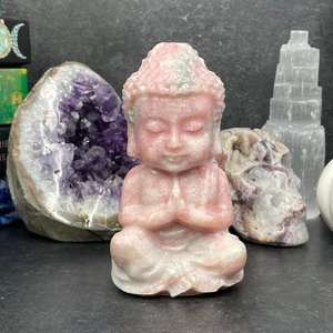 Großer rosa Opal Kristall Buddha Schnitzerei - Original - UK Shop - Bild 1 von 9
