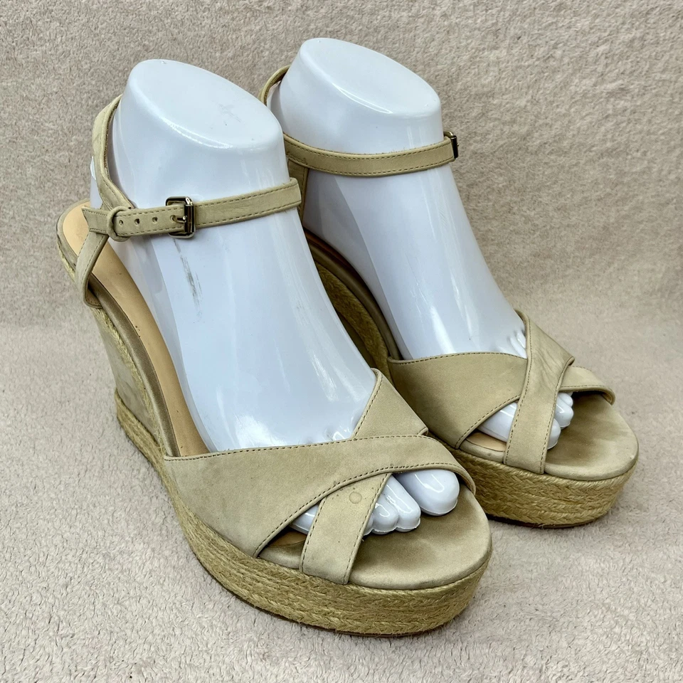 Badgley Mischka Alpargata Cuero Nobuck Cuñas-Tostado/Beige-Mujer 9-Formal-Novia Foto 1 de 4