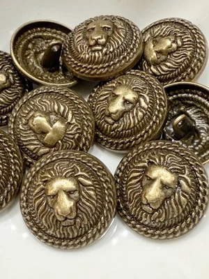 10PC Vintage Bronze Lion Round Metal Buttons Sewing Shank Buttons 25mm - Image 1 of 3