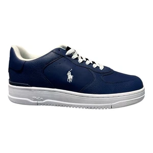 Polo Ralph Lauren Master Court Entrenadores Talla 11 Reino Unido Cuero Tenis Azul/Blanco - Imagen 1 de 23