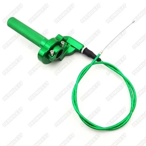 Green 1/4 Turn Twist Throttle & Cable For Kawasaki KX125 KX250 KX110 Dirt Bike - Picture 1 of 6