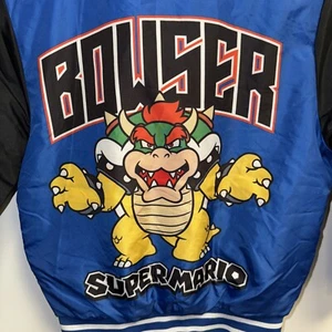 Bowser Jacke Youth 8 Blau Bomber Reißverschluss Super Mario Nintendo Jungen Jacke - Bild 1 von 6