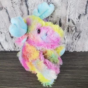 Pastel Tie Dye Plush Moose Light Blue Antlers 9" Stuffed Animal  - Picture 1 of 6