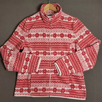 Suéter polar Laura Scott para mujer talla L estampado de copo de nieve cremallera completa Navidad Navidad Foto 1 de 4