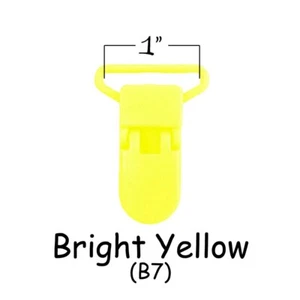 50 Suspender Clips / Plastic Pacifier KAM Clips - 1" Bright Yellow - Picture 1 of 3