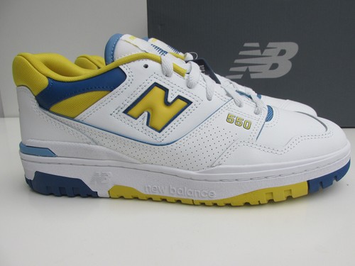 Nuovo con scatola NEW BALANCE 550 NCG uk 8 LA RAMS Honeycumb blu pelle bianca 550NCG
