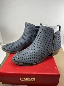 Carlos Santana Benny Gray Zip Up Perforated Booties Ankle Boots Size 7.5M New - Picture 1 of 14