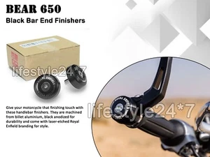 Genuine Royal Enfield Bear 650 Aluminum Bar End Finisher, Black - Picture 1 of 6