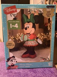 Disney Minnie Mouse Sosteniendo Regalo 5 pies Inflable Navidad Nuevo - Imagen 1 de 4
