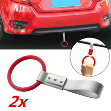 2x Universal Red Car Tow Ring Strap Interior Hand Grab Handle Decoration Hanger