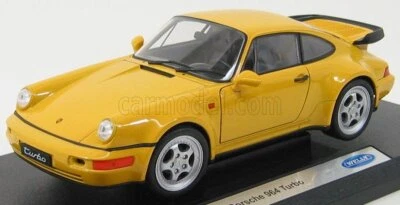 MODELLINO AUTO STATICO WELLY PORSCHE 911 964 TURBO 1990 GIALLO SCALA 1/18 - Immagine 1 di 4