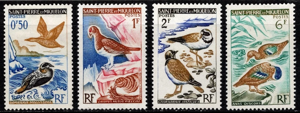 Selo St. Pierre & Miquelon Scott #362-365, Pássaros, Conjunto de 4, MLH, SCV$8,15 - Imagem 1 de 1