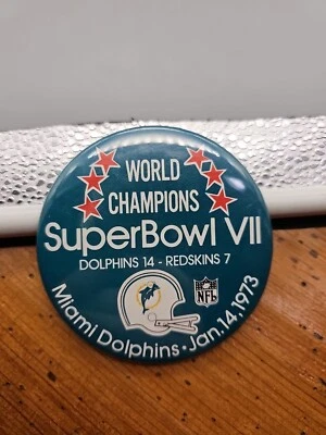 NFL Super Bowl VII 1973 Dolphins  Pin WinCraft 3.5" Button Fan USA Vtg - Image 1 of 3