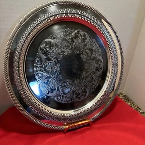 Vintage Wm Rogers #170 Silverplate 12 1/4" Round Serving Tray with Decorative Pi - Picture 1 of 5