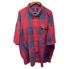 Rocawear Mens 6XB Red Plaid Button Down Short Sleeve Shirt
