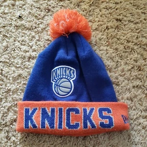 New Era New York Knicks NBA Stocking Ball Winter Hat Cap OSFM Orange/Blue - Picture 1 of 4